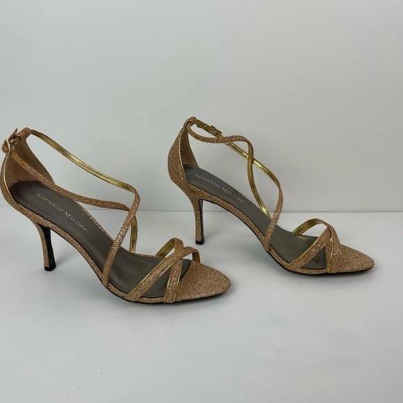 Women’s Gold Strappy Adrienne Maloof Stiletto Heels Sandals - Picture 6 of 11